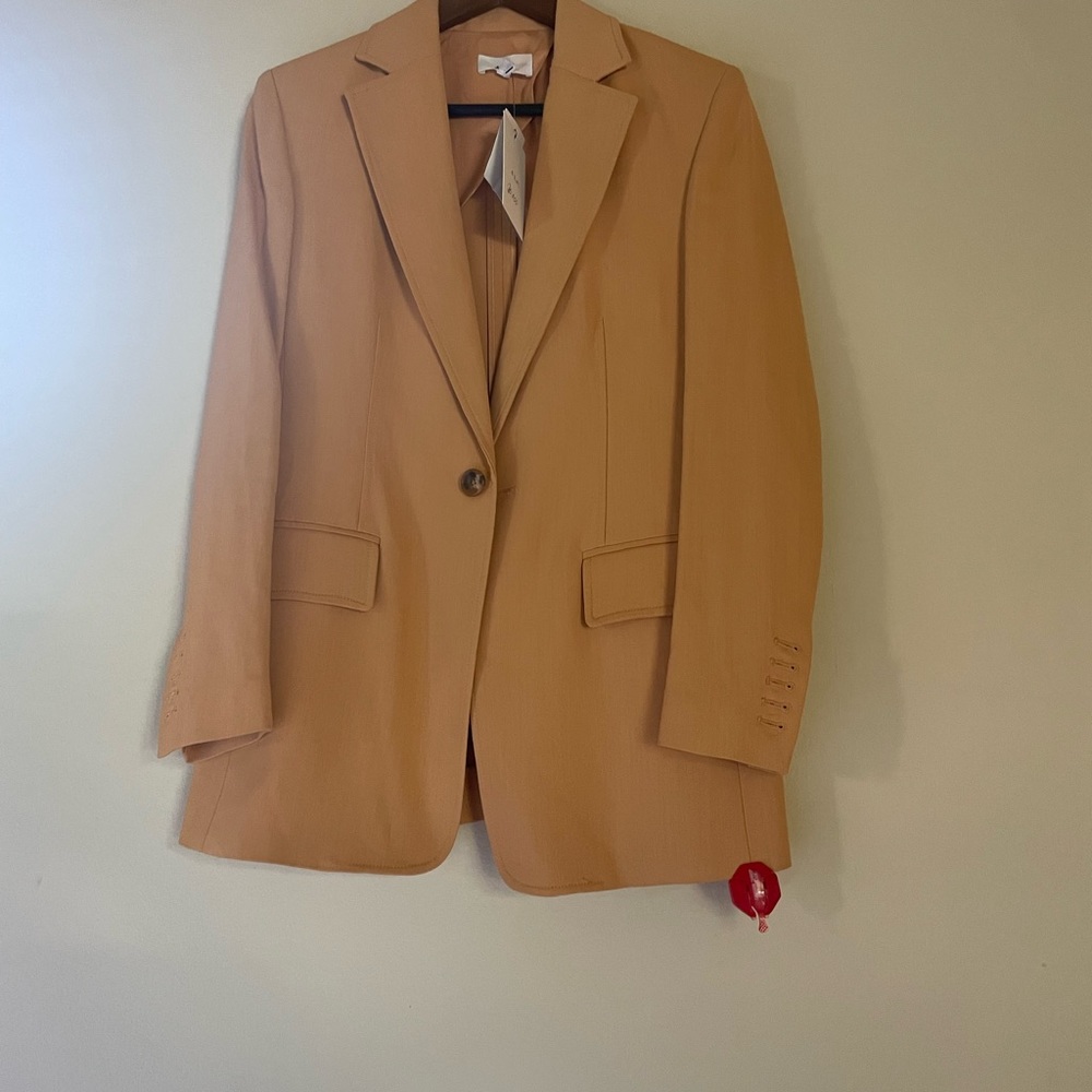 A.L.C. Womens Orange Linen Office Business One-Button Blazer Jacket NWT